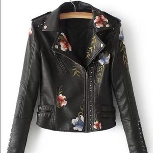 Blank NYC embroidered leather jacket